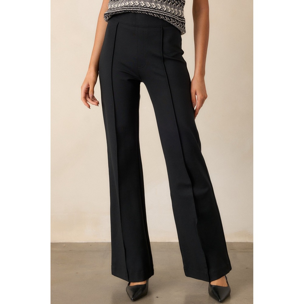 Spanx Perfect Pants Flare Black High Rise Ponte Knit Trousers XL Slimming Chic